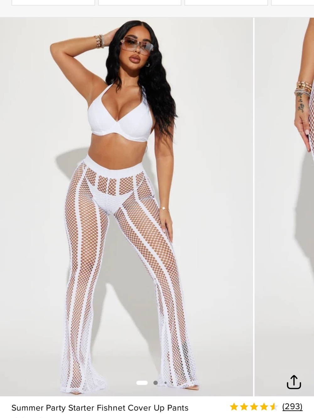 Fashion Nova White Fishnet Wide Leg Cover-Up Pants